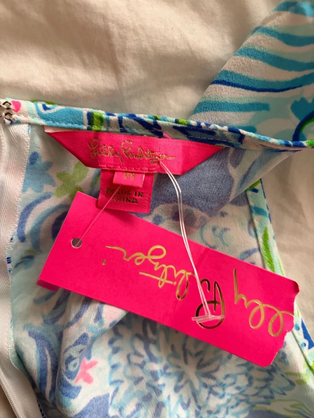 NWT Lilly Pulitzer Donna Top Coastal Blue Lion Sea Print Size M - Picture 10 of 12
